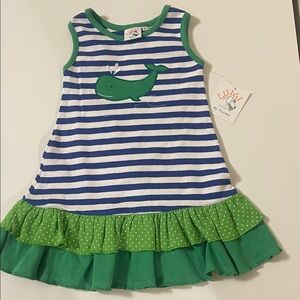 NWT- Luigi Kids Striped Dress with whale - 2T